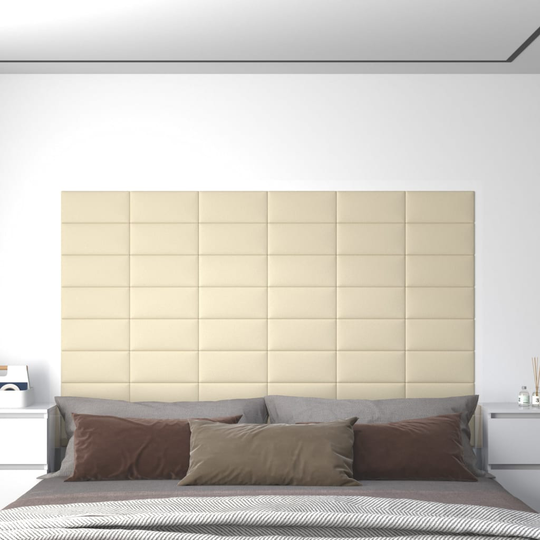 vidaXL vægpaneler 12 stk. 30x15 cm 0,54 m² kunstlæder cremefarvet