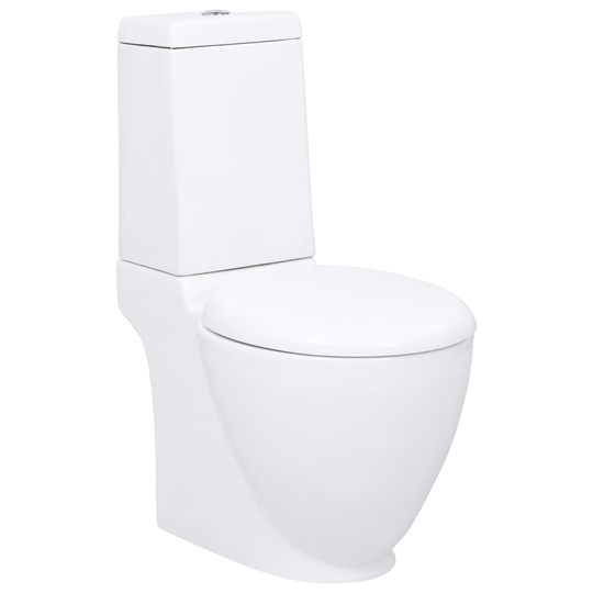 vidaXL keramisk toilet afløb i bunden rund hvid