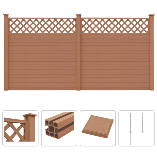vidaXL havehegn med espalier WPC 357 x 185 cm brun