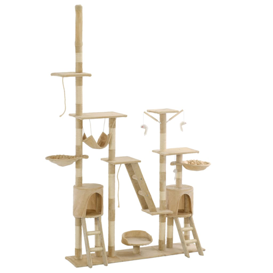 vidaXL kradsetræ til katte med sisal-kradsestolper 230-250 cm beige