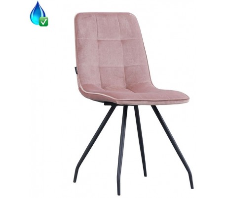 Lisa Spisebordsstol i velour H81,5 cm - Sort/Rosa