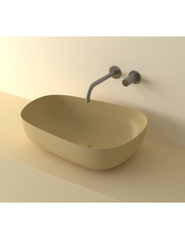 LA2S bordmonteret håndvask 56 x 38 cm solid surface - Beige