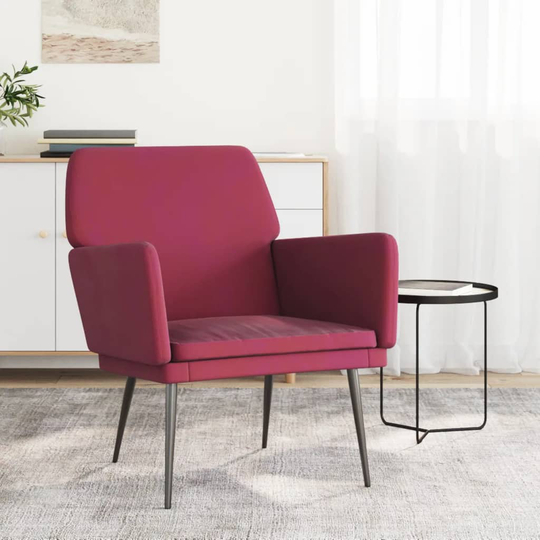 vidaXL lænestol 62x79x79 cm velour vinrød