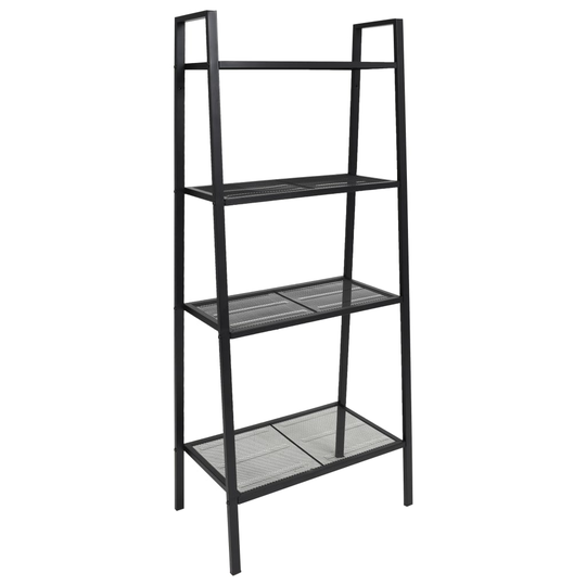 vidaXL bogreol i stigeform 4 etager metal sort