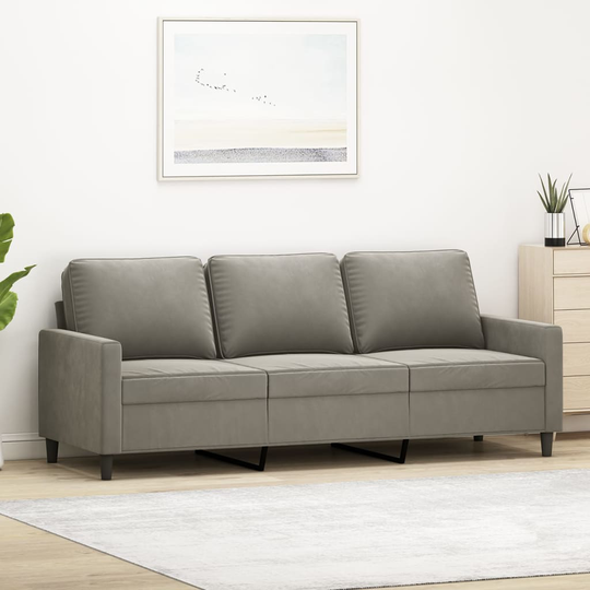 vidaXL 3-personers sofa 180 cm velour lysegrå