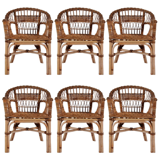 vidaXL havestole 6 stk. naturligt rattan brun