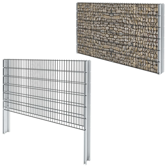 vidaXL 2D gabionhegn galvaniseret stål 2,008x1,23 m 8 m grå