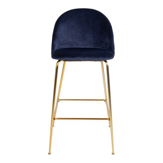 Barstol i blå velour med ben i messing look HN1205 - 1001261