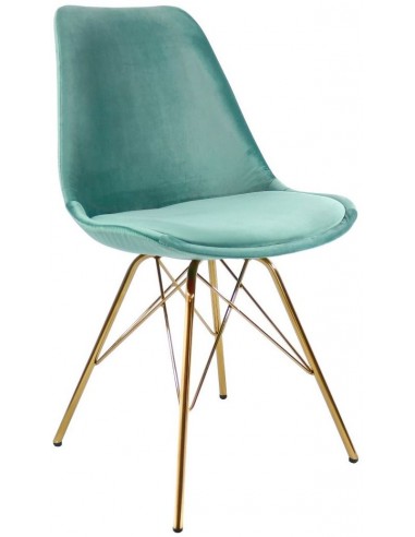 Bucket spisebordsstol i metal og velour H85 cm - Guld/Mint