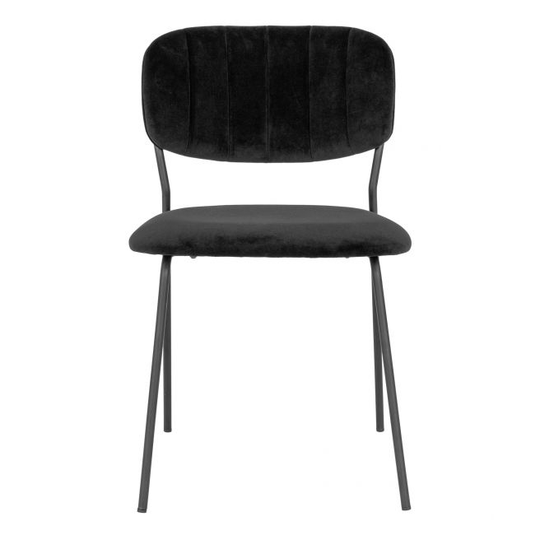 Spisebordsstol i sort velour med sorte metal ben HN1207 - 1001213