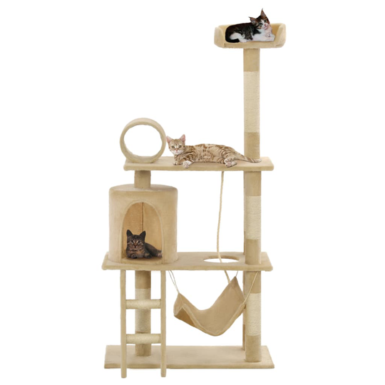 vidaXL kradsetræ til katte med sisal-kradsestolper 140 cm beige