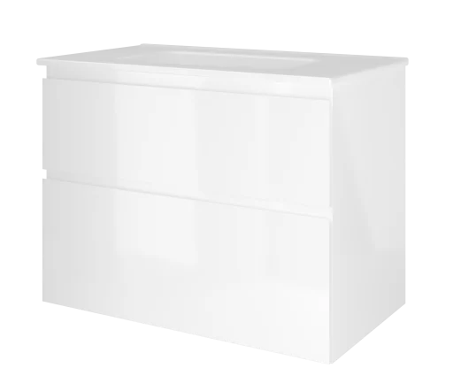 Sanibell Proline møbelpakke 80x46 cm, asymmetriske skuffer, hvid højglans