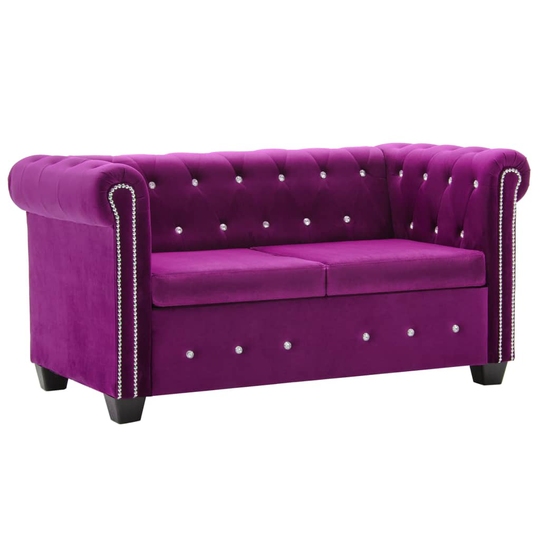 vidaXL 2-personers chesterfieldsofa fløjlsbetræk 146 x 75 x 72 lilla