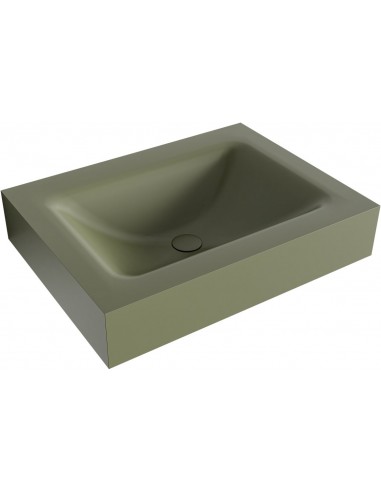 CLOUD væghængt håndvask 60 x 46 cm Solid surface - Armygrøn