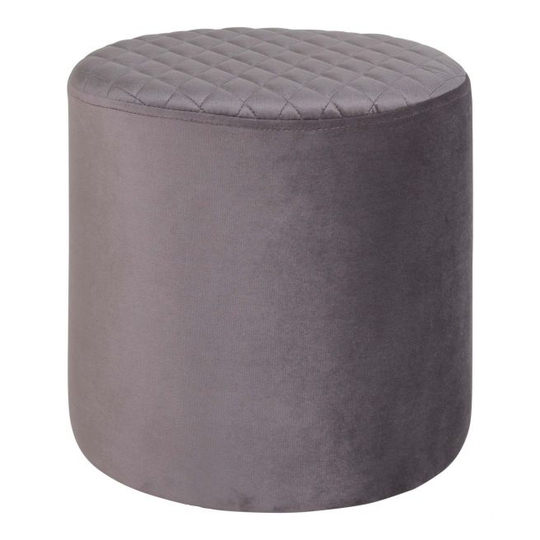 Rund puf i gråt velour HN1213 - 1501105