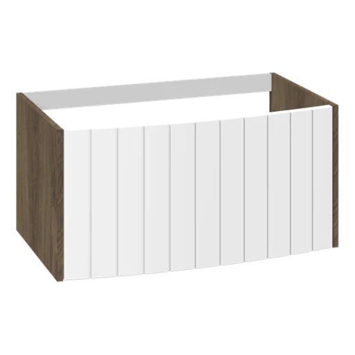 Dansani YOU Vintage underskab m/1 skuffe, buet rillefront, 80 cm, mat hvid/brun eg