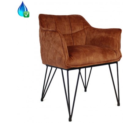 Jayron Spisebordsstol i velour H81 cm - Sort/Kobber