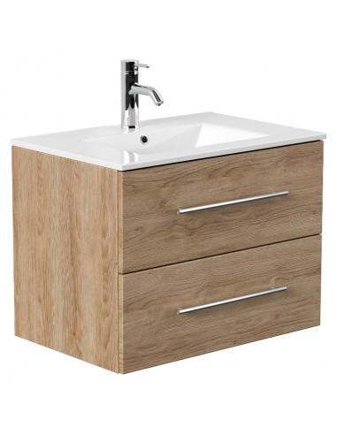 Homeline komplet badmiljø i mdf og mineralsten H54 x B70 cm - Sonoma eg