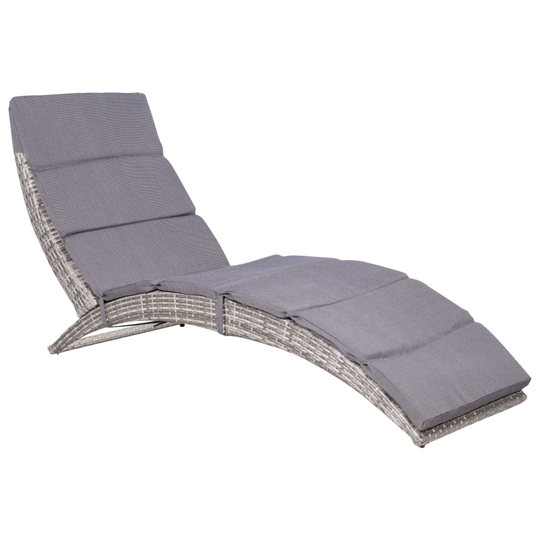 vidaXL foldbar liggestol med hynde polyrattan grå