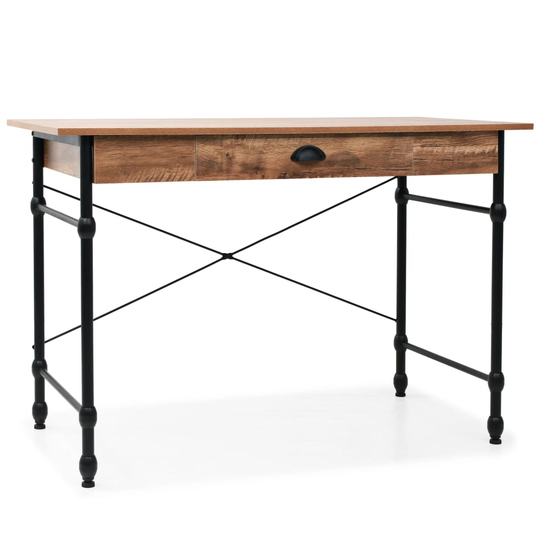 vidaXL skrivebord med skuffe 110 x 55 x 75 cm egetræsfarve