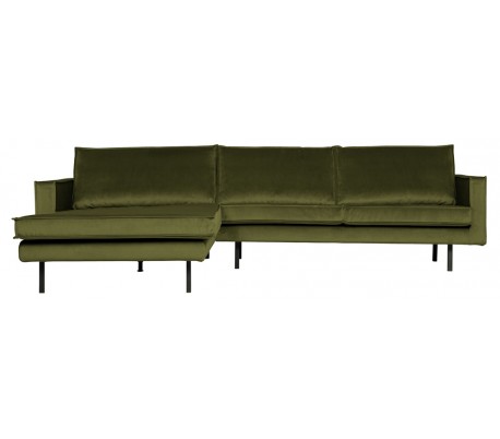Rodeo Sofa med venstrevendt chaiselong i velour 300 x 155 cm - Oliven