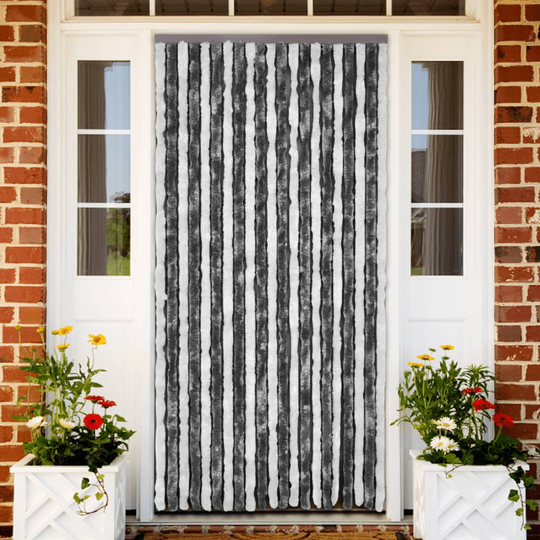 vidaXL insektgardin grå og hvid 90 x 220 cm chenille
