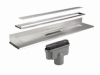 Unidrain 1004 armatur m/bagflange 700 mm, ClassicLine rist Column, ramme H10 og udløbshus Ø 75 mm lodret, inkl. vandlås & trævlesi