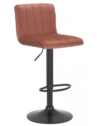 Barstol i metal og velour H85 - 106 cm - Sort/Pink