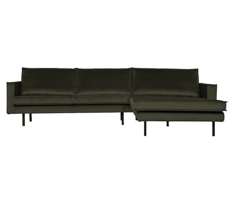 Rodeo Sofa med højrevendt chaiselong i velour 300 x 155 cm - Mørkegrøn