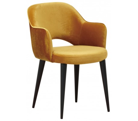 Giovanna spisebordsstol i velour H86 cm - Sort/Okker