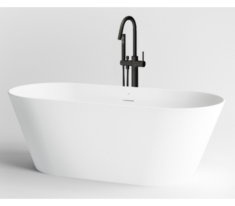 SOLIUM fritstående badekar 160 x 70 cm Aluite - Mat hvid