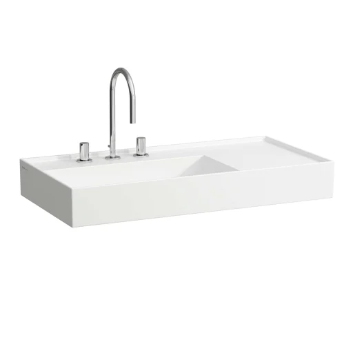 Kartell Laufen håndvask, 90x46 cm, hylde til højre, rengøringsvenlig, hvid