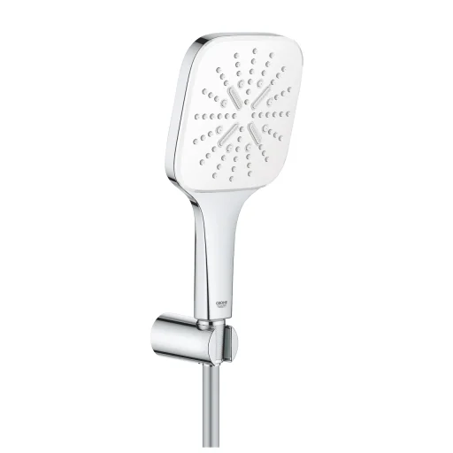 Grohe Rainshower SmartActive 130 Cube vægholdersæt m/EcoJoy, krom/moon white