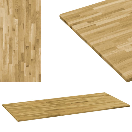 vidaXL bordplade i massivt egetræ rektangulært 23 mm 100 x 60 cm