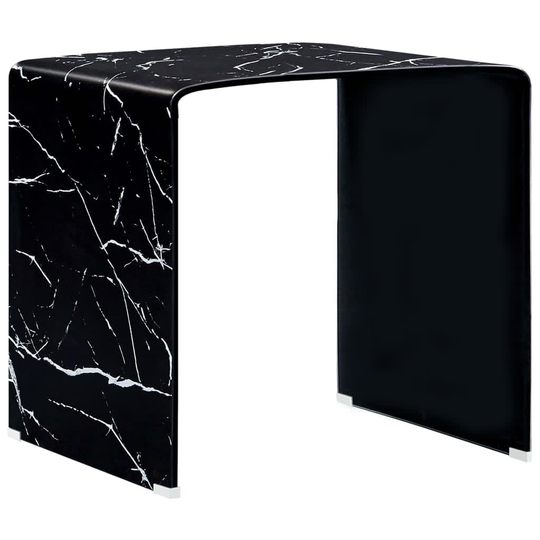 vidaXL sofabord 50 x 50 x 45 cm sort marmor hærdet glas