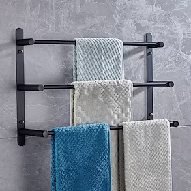 håndklædeholder med kroge, vægmonteret rustfrit stål 3-lags håndklædeholder opbevaringshylde til badeværelse 30cm~70cm håndklædestang håndklædestang håndklædeo