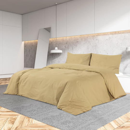 vidaXL sengetøj 155x220 cm bomuld gråbrun