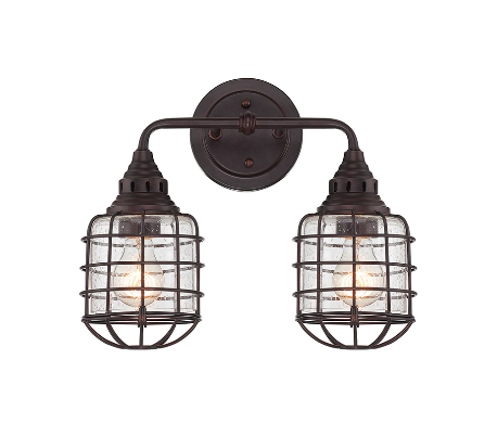 Connell 2 Badeværelseslampe B38 cm - Antik bronze/Klar med dråbe effekt