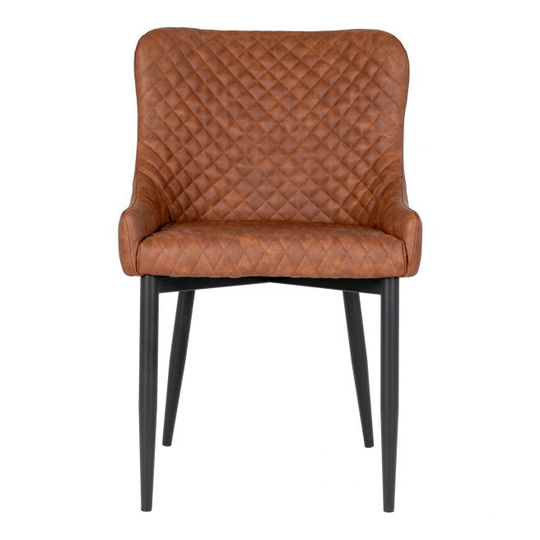 Spisebordsstol i vintage brun PU med sorte ben - 1001234