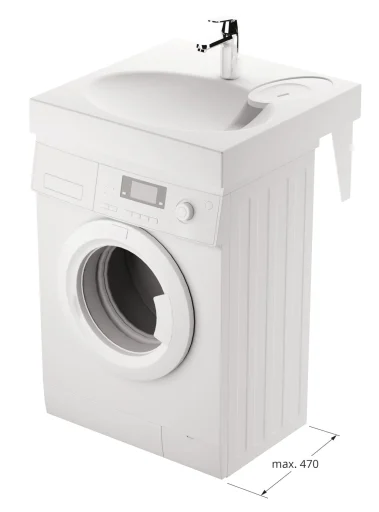 Claro plus pakke med håndvask, LG kombi vaskemaskine og Grohe Eurodisc vandhane