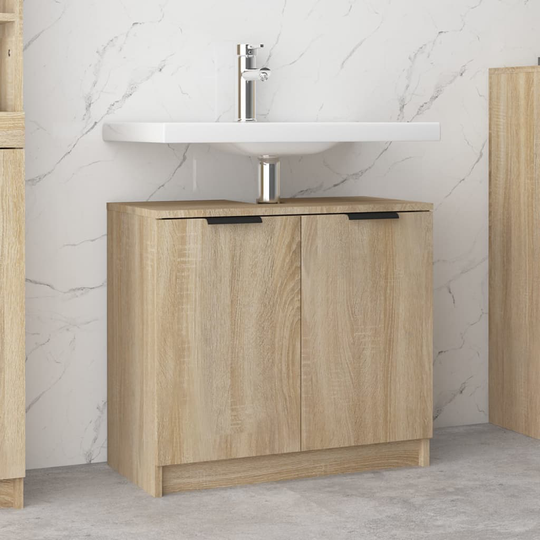 vidaXL badeværelsesskab 64,5x33,5x59 cm konstrueret træ sonoma-eg