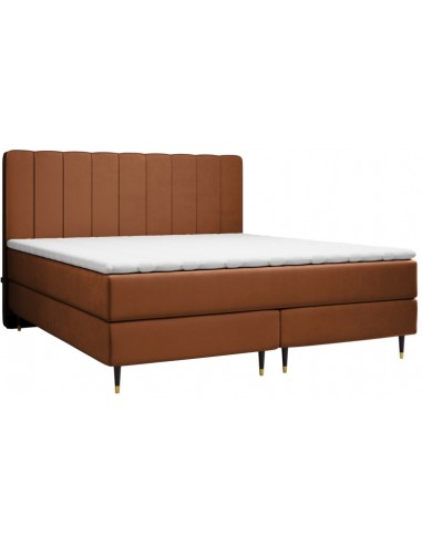 Kobbe kontinentalseng med sengegavl 180 x 200 cm med 7 komfortzoner - Sort/Guld/Kobber