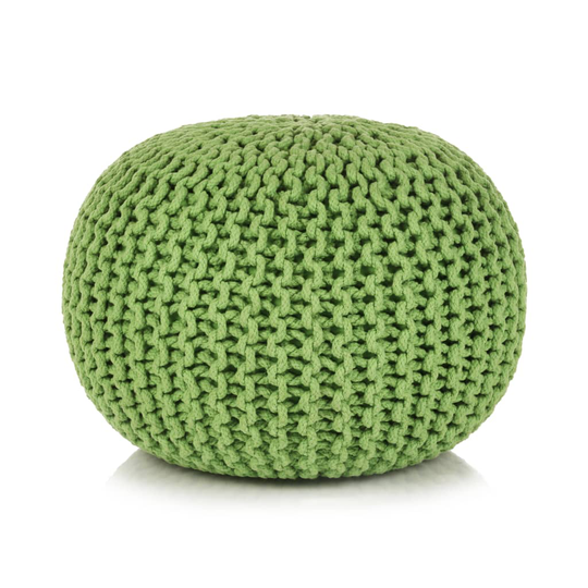 vidaXL håndstrikket puf bomuld 50 x 35 cm grøn