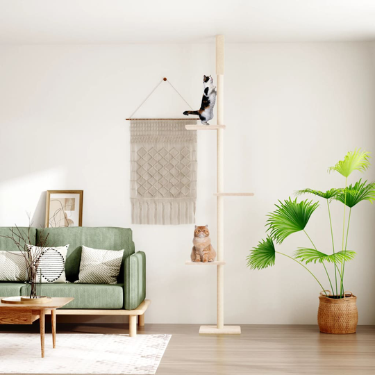 vidaXL kradsetræ fra gulv til loft 267,5-297,5 cm cremefarvet
