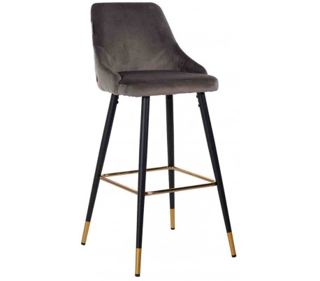 Imani barstol i velour H109 cm - Sort/Stengrå