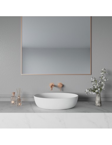 BERNINI bordmonteret håndvask 54 x 38 cm solid surface - Satineret mat hvid