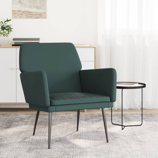 vidaXL lænestol 62x79x79 cm velour mørkegrøn