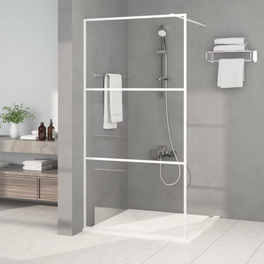 vidaXL brusevæg 100x195 cm klart sikkerhedsglas hvid