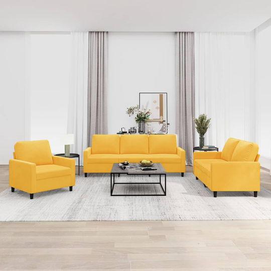 vidaXL sofasæt 3 dele med hynder velour gul