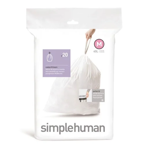 Simplehuman special tilpassede poser, 45 L, kode M, 20 stk., hvid